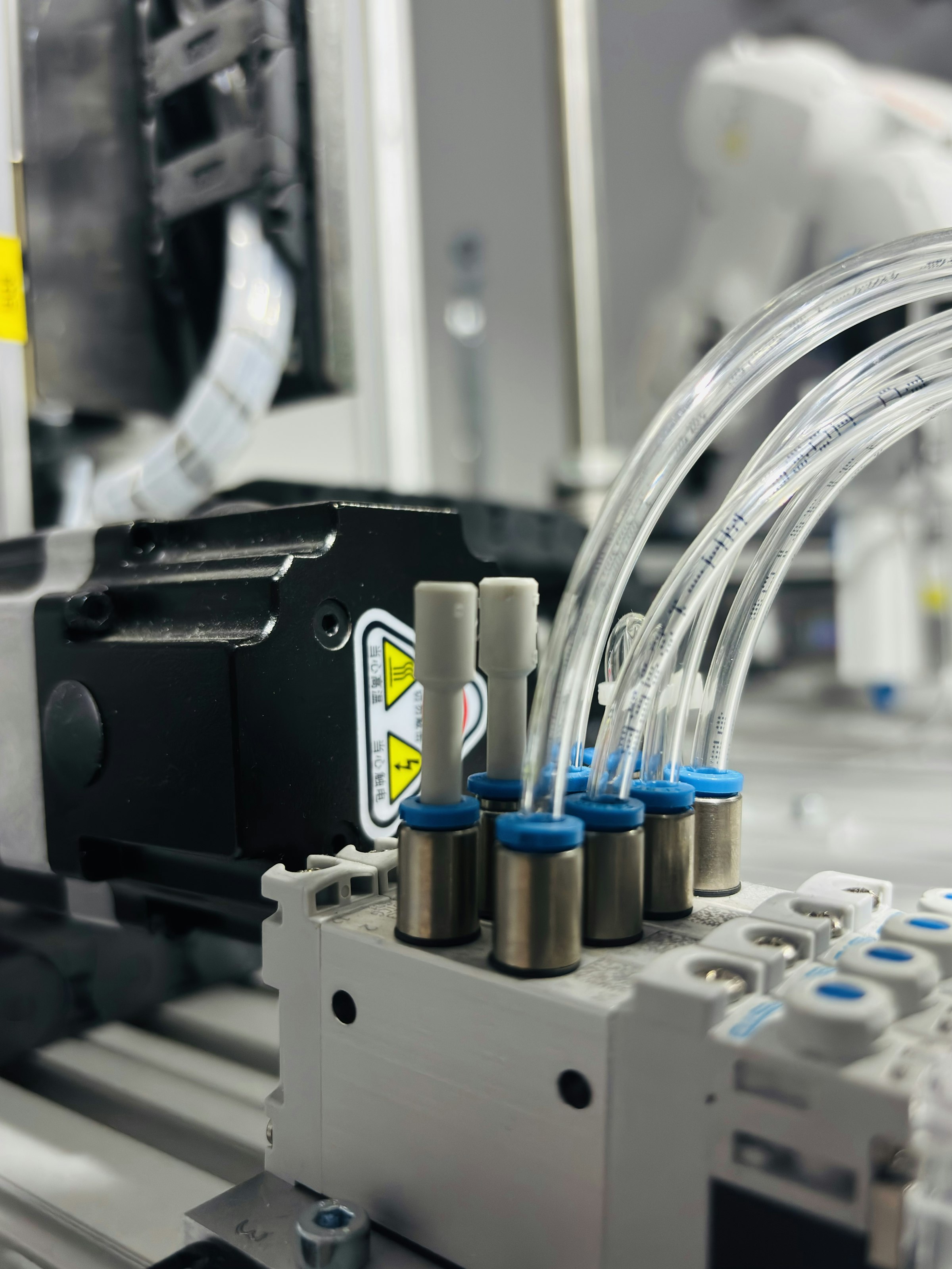 Industrial pneumatic system with tubing and fittings